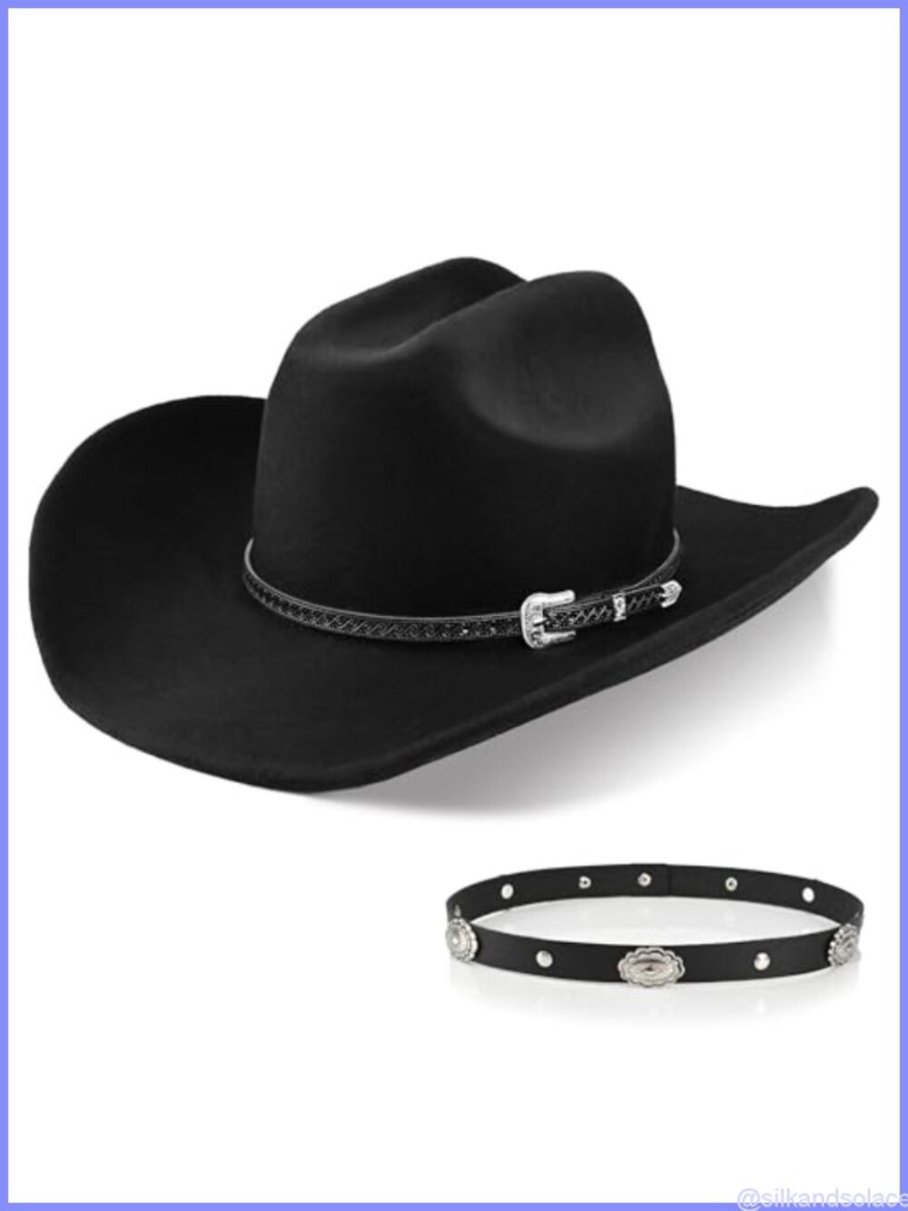 100% Wool Western Cowboy Hat Felt Fedora Two Decorative Bands